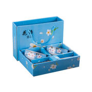 花语 日式手绘陶瓷碗筷套装 四件套（两筷两碗）礼盒 商务馈赠礼品